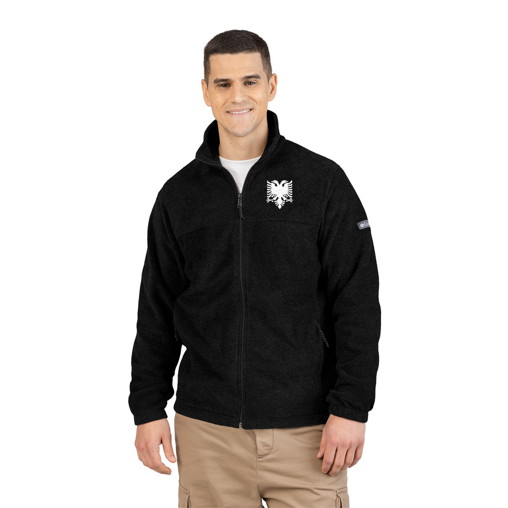 Embroidered Fleece Jacket — White Albanian Eagle on Columbia Fleece