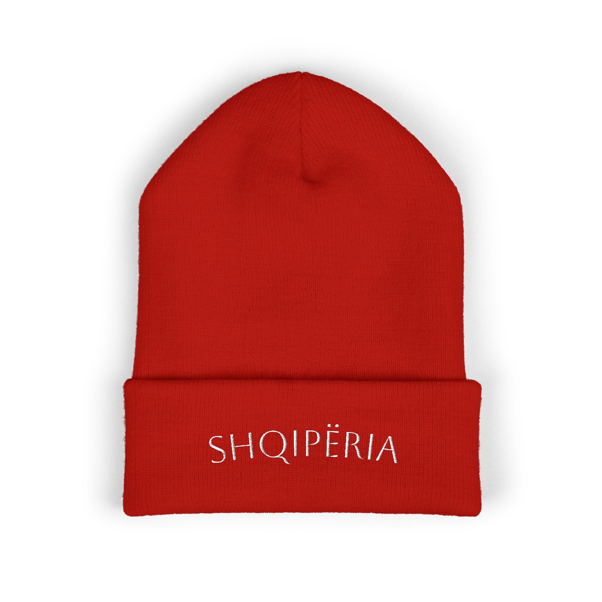 Shqipëria Embroidered Beanie | Albania Script Cuffed Knit Hat