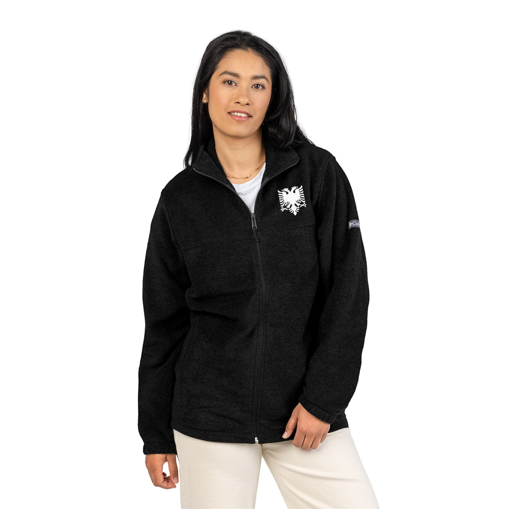 Embroidered Fleece Jacket — White Albanian Eagle on Columbia Fleece