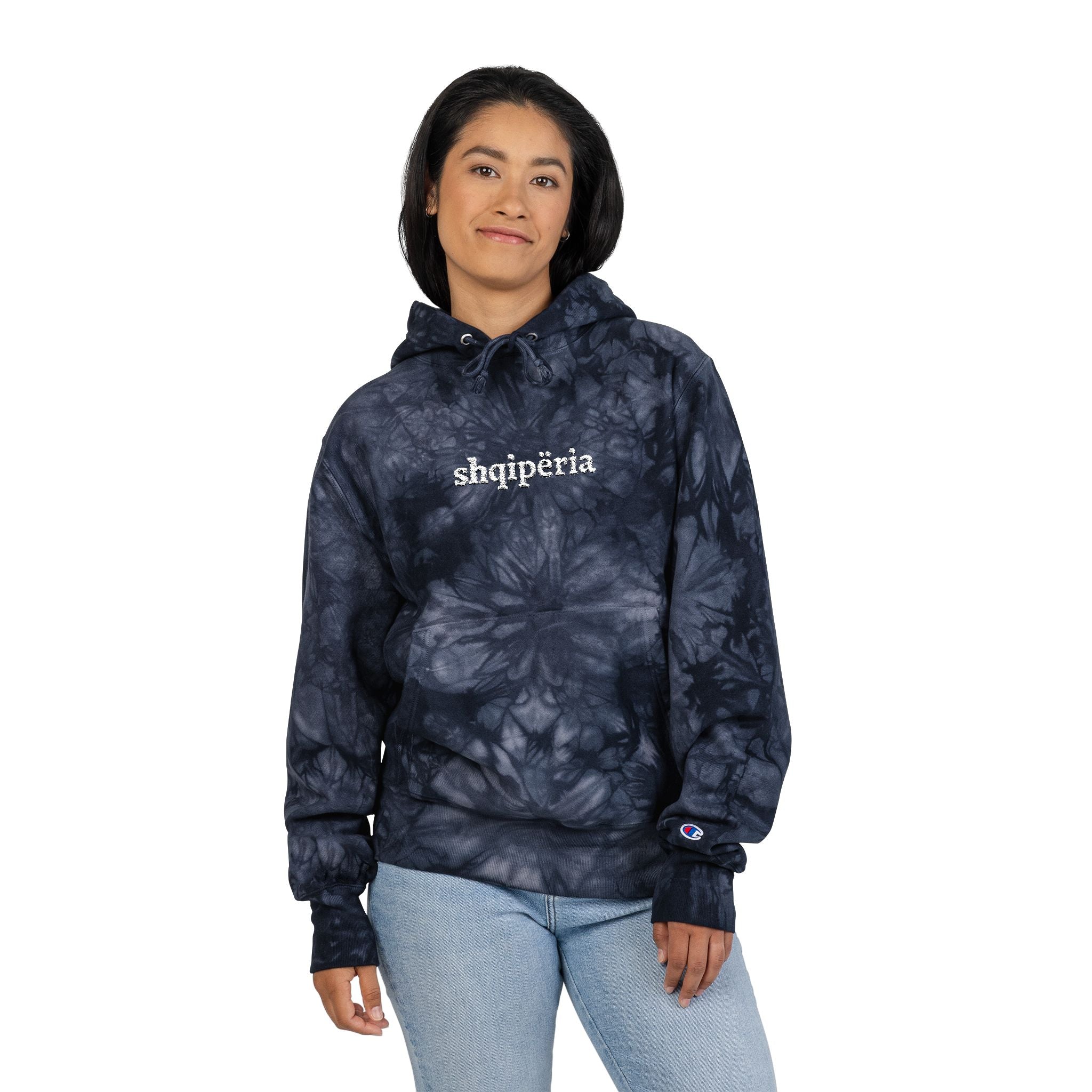 Tie-Dye Embroidered Hoodie — 'Shqipëria' Streetwear Pullover