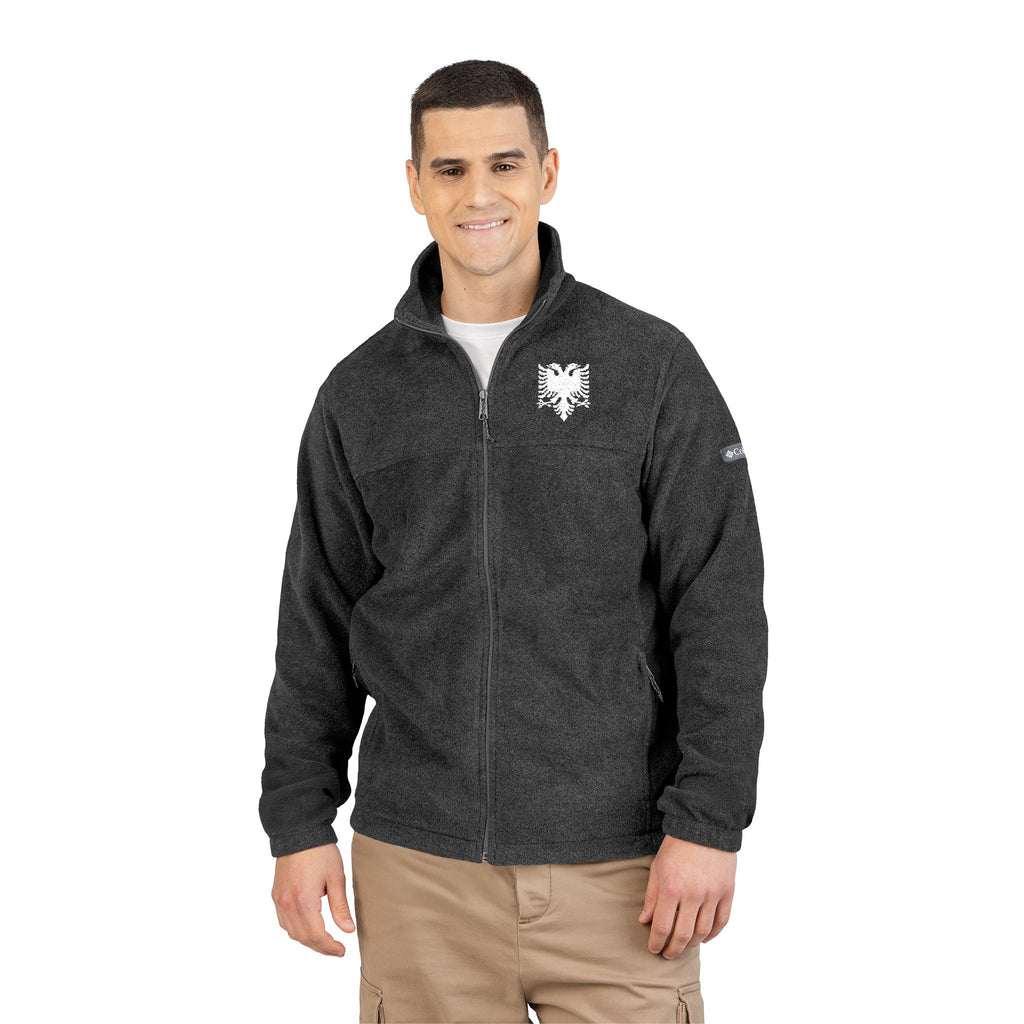 Embroidered Fleece Jacket — White Albanian Eagle on Columbia Fleece