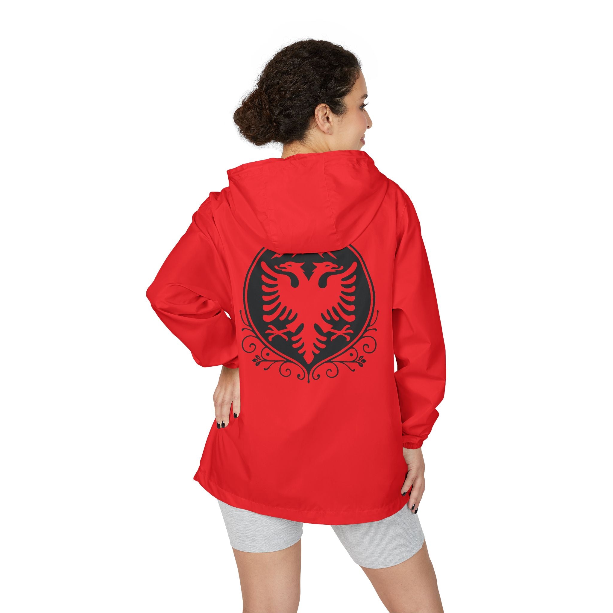 Red and Black Albanian Windbreaker Jacket