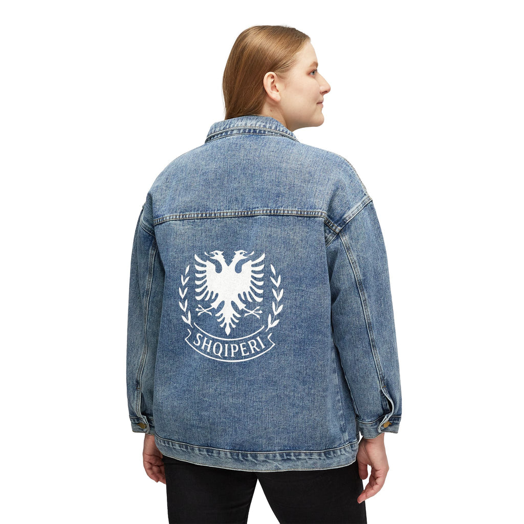 Women's Denim Jacket with Albanian Eagle Back Print — Shqipëri Denim Jacket
