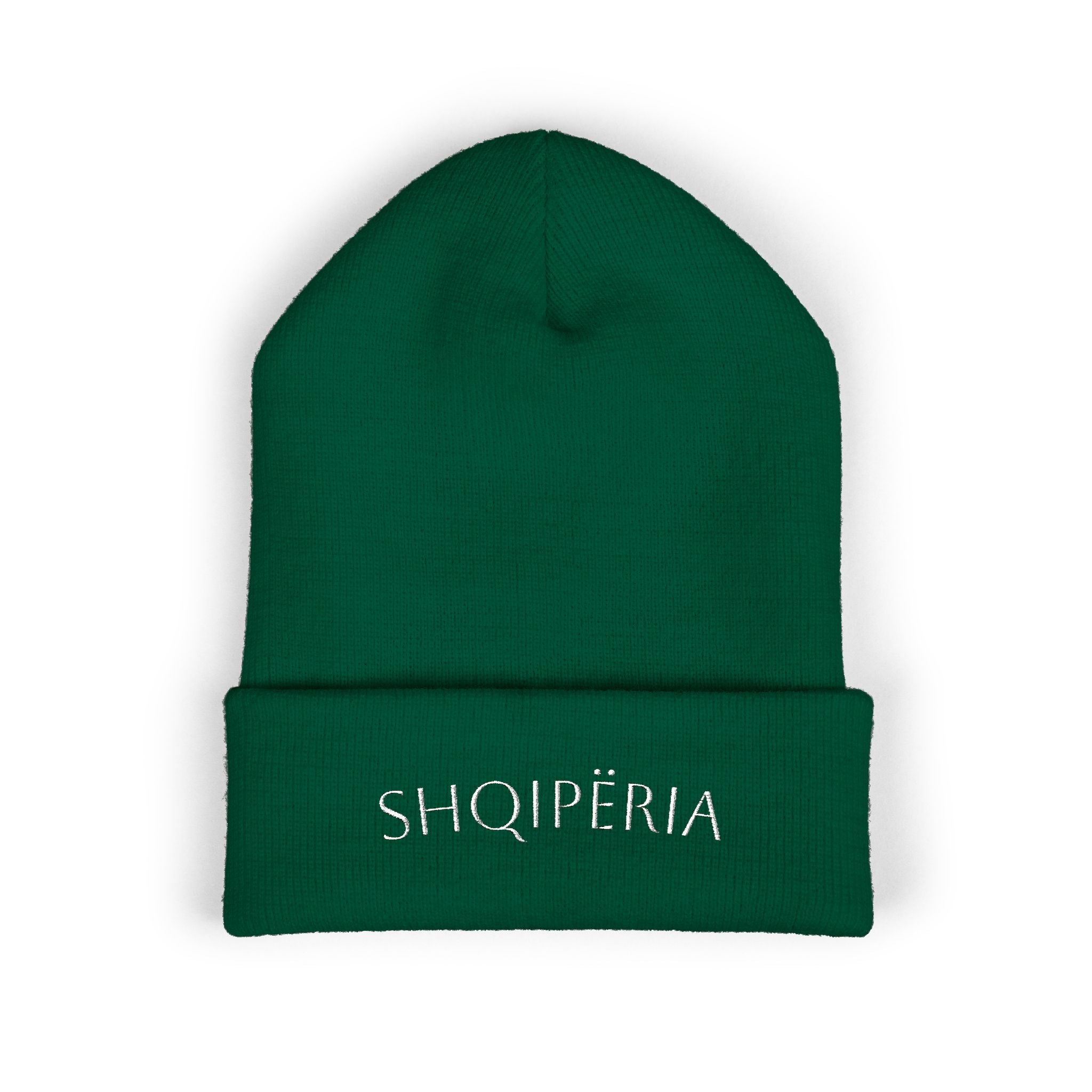 Shqipëria Embroidered Beanie | Albania Script Cuffed Knit Hat