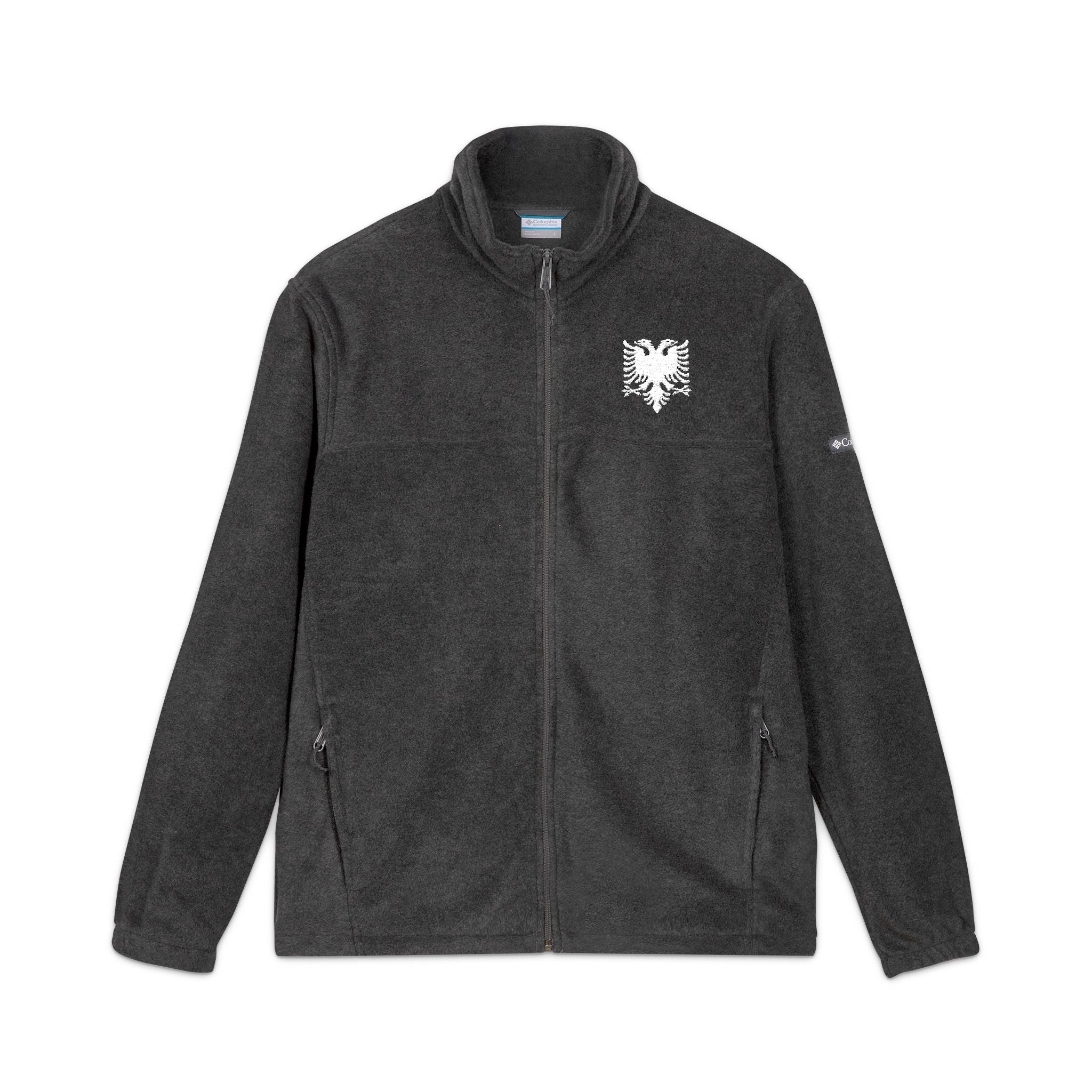 Embroidered Fleece Jacket — White Albanian Eagle on Columbia Fleece