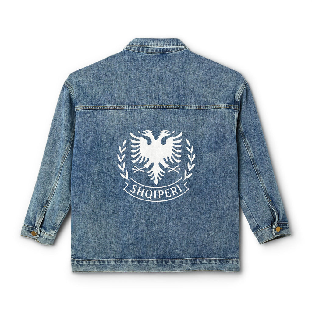 Women's Denim Jacket with Albanian Eagle Back Print — Shqipëri Denim Jacket