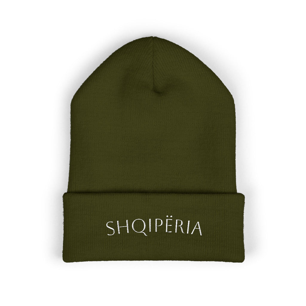 Shqipëria Embroidered Beanie | Albania Script Cuffed Knit Hat