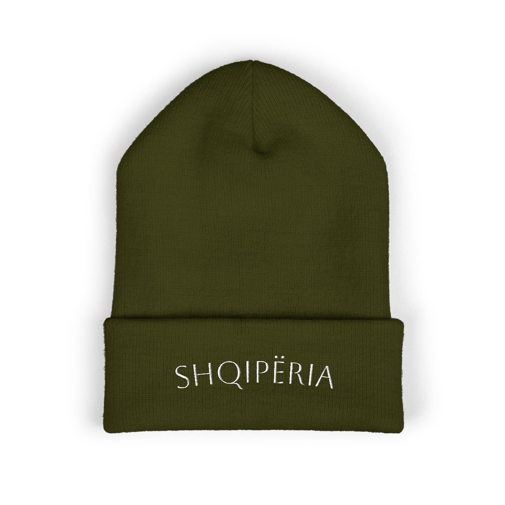Shqipëria Embroidered Beanie | Albania Script Cuffed Knit Hat