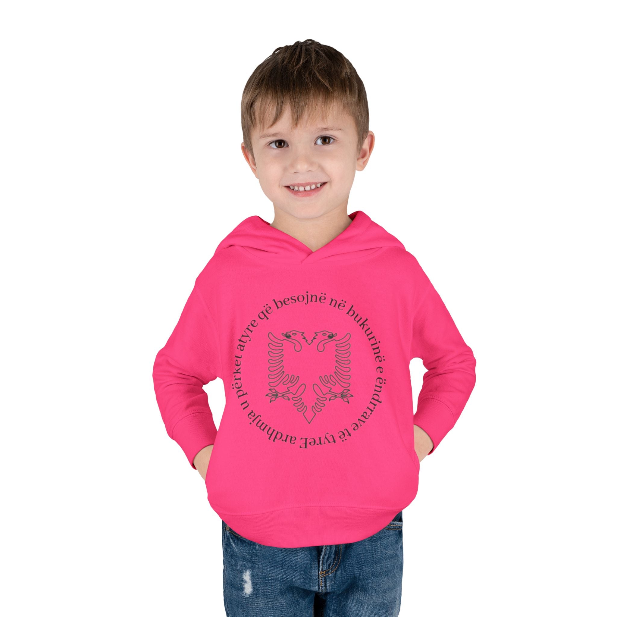 Albanian Eagle Toddler Hoodie - ‘Ne Bukurine’ Emblem