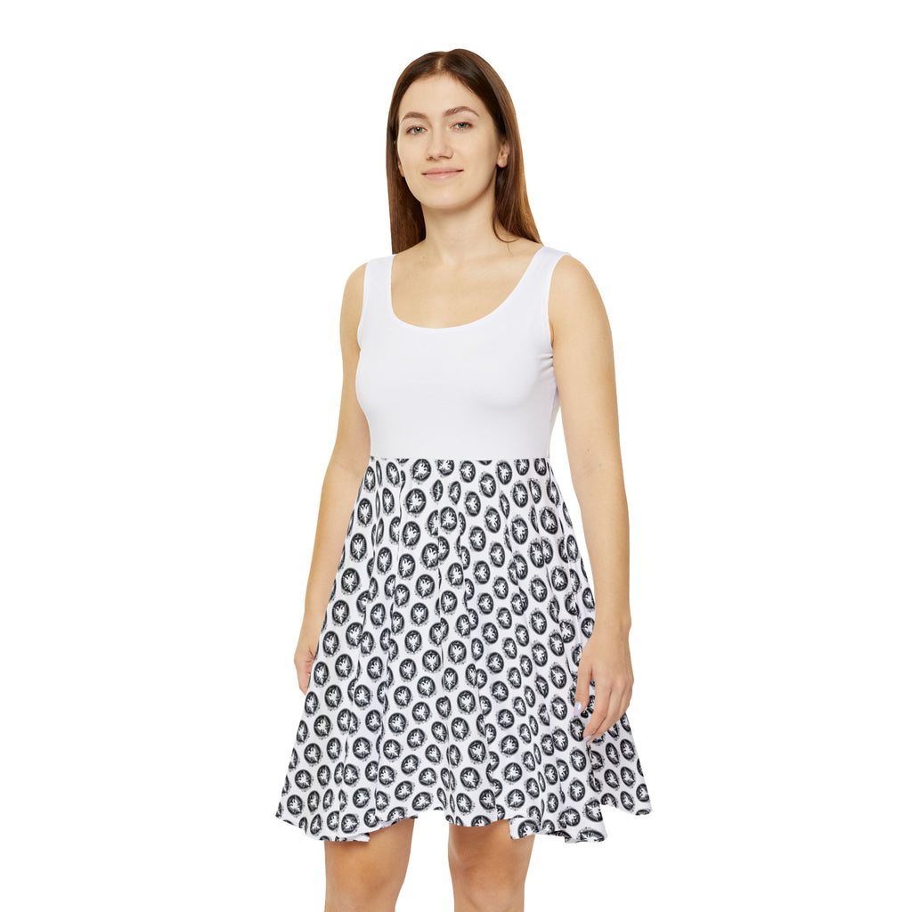 Cute White Albanian Eagle Skater Dress