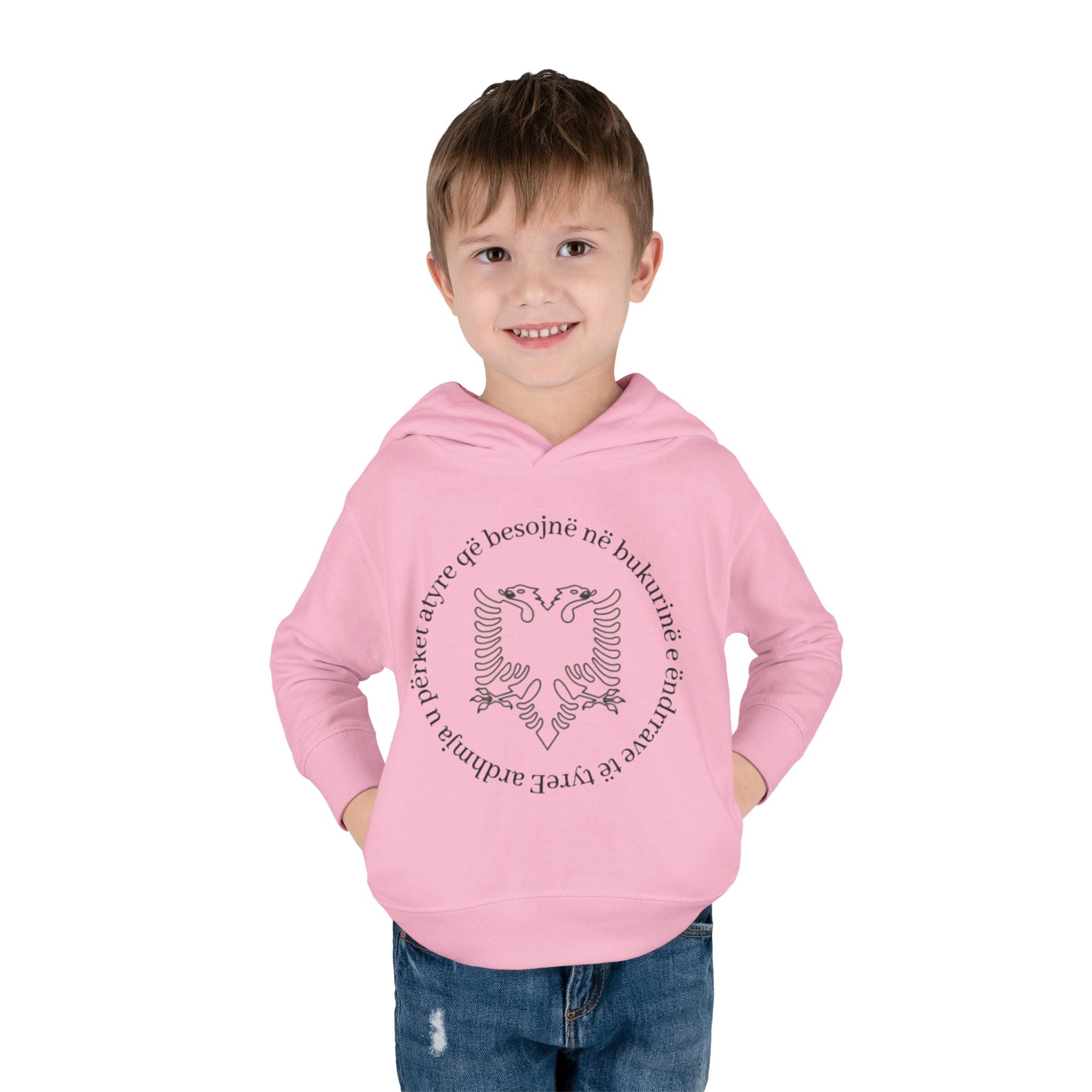 Albanian Eagle Toddler Hoodie - ‘Ne Bukurine’ Emblem