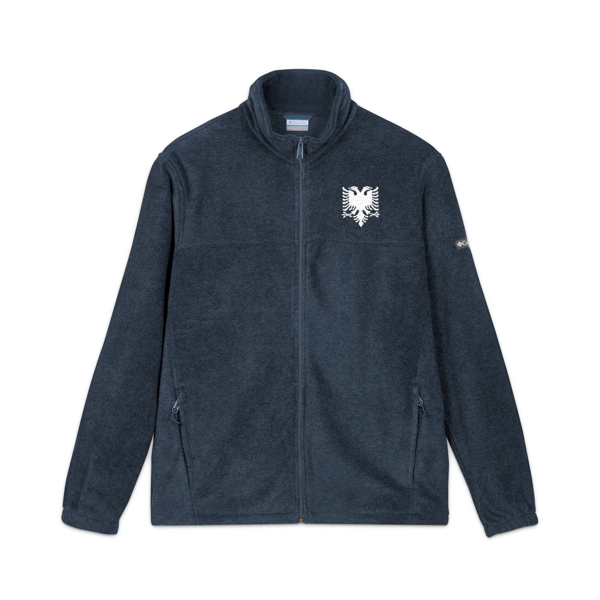 Embroidered Fleece Jacket — White Albanian Eagle on Columbia Fleece