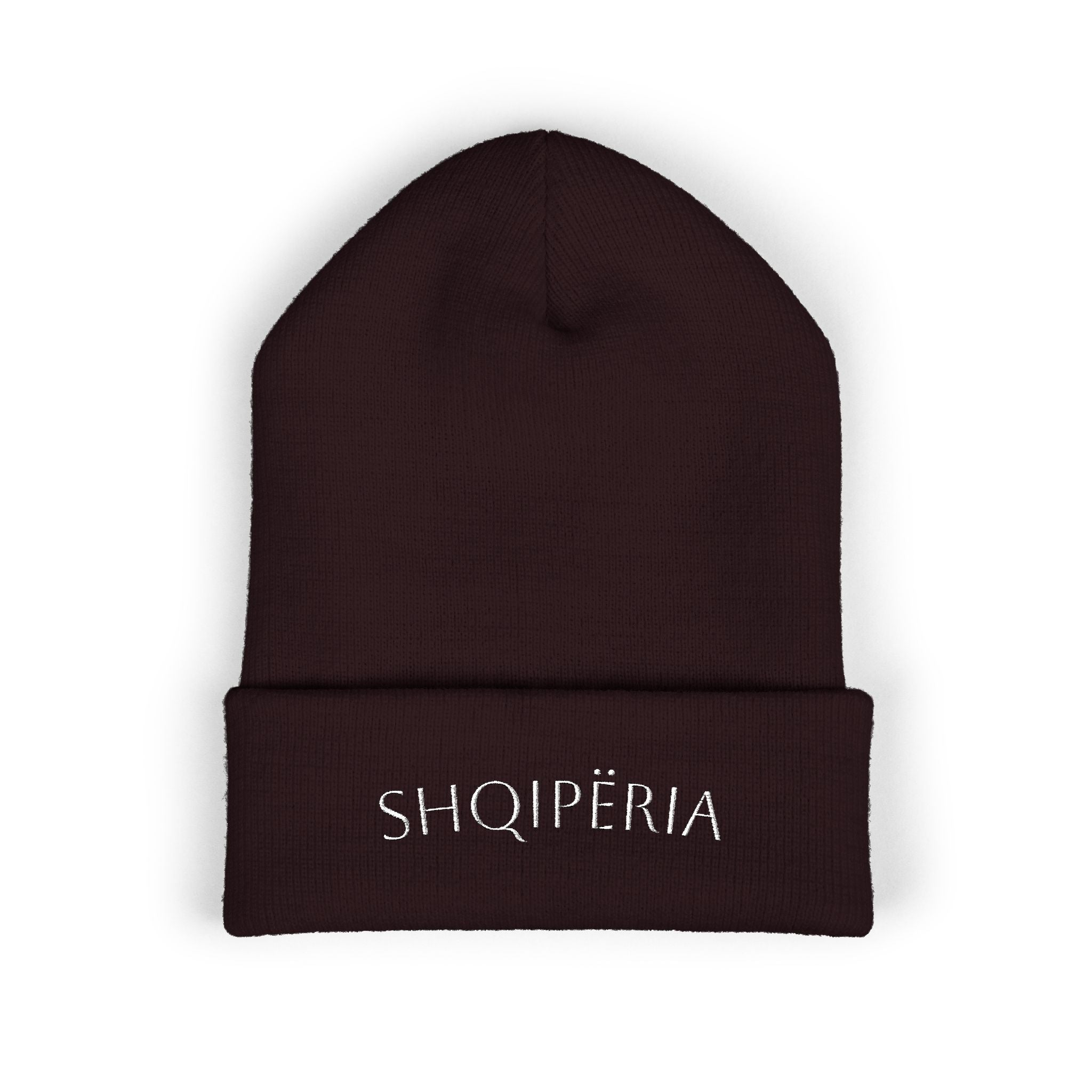 Shqipëria Embroidered Beanie | Albania Script Cuffed Knit Hat