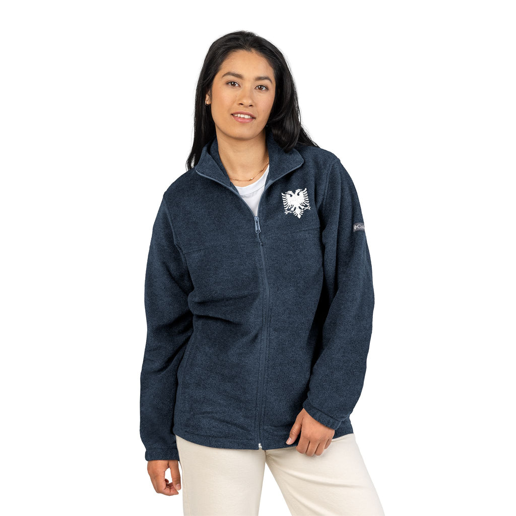 Embroidered Fleece Jacket — White Albanian Eagle on Columbia Fleece