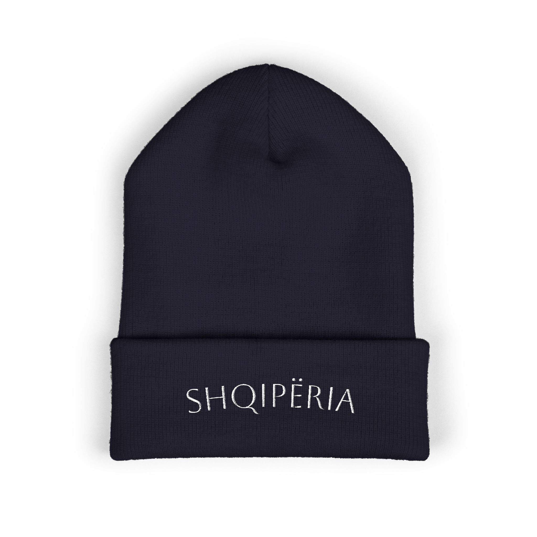 Shqipëria Embroidered Beanie | Albania Script Cuffed Knit Hat