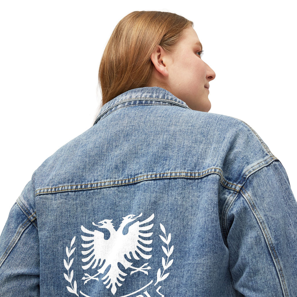 Women's Denim Jacket with Albanian Eagle Back Print — Shqipëri Denim Jacket