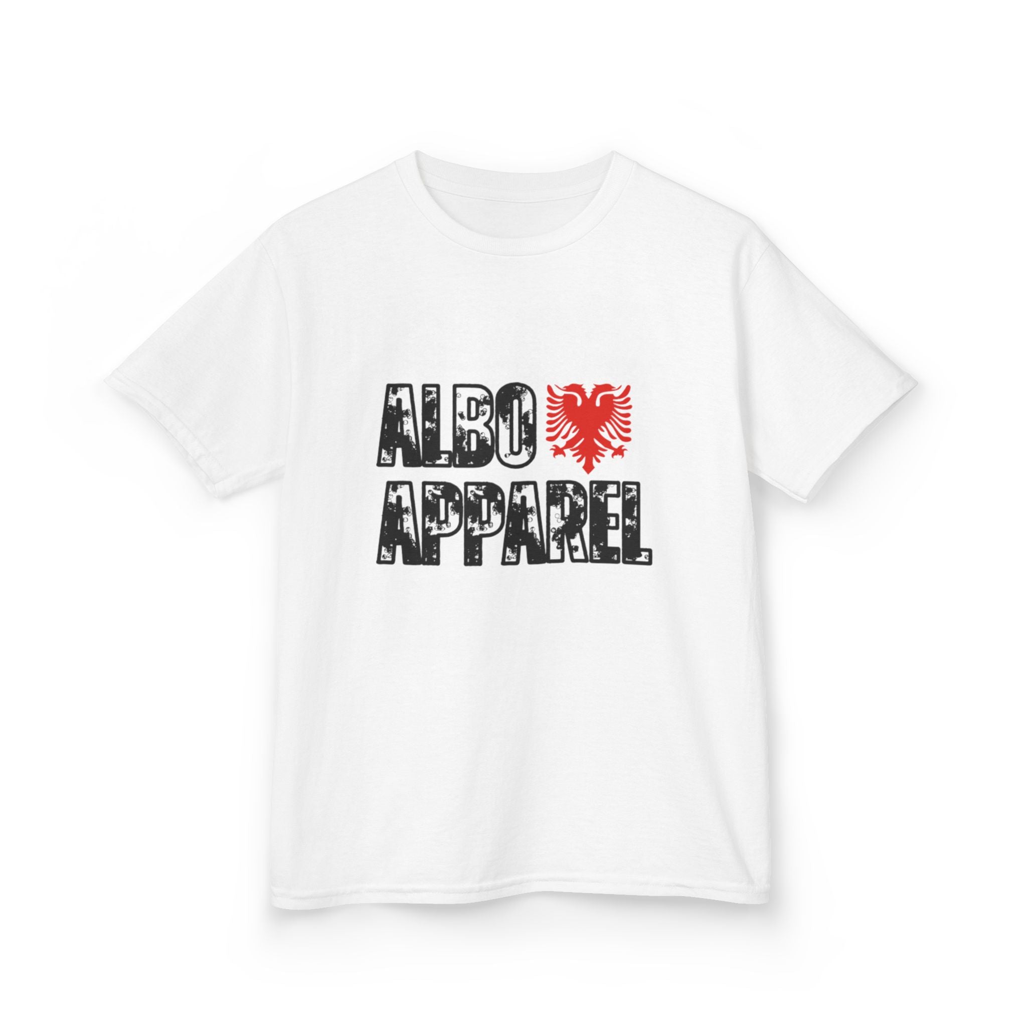 Kids T‑Shirt — "Albo Apparel" Distressed Logo with Red Eagle (Youth)