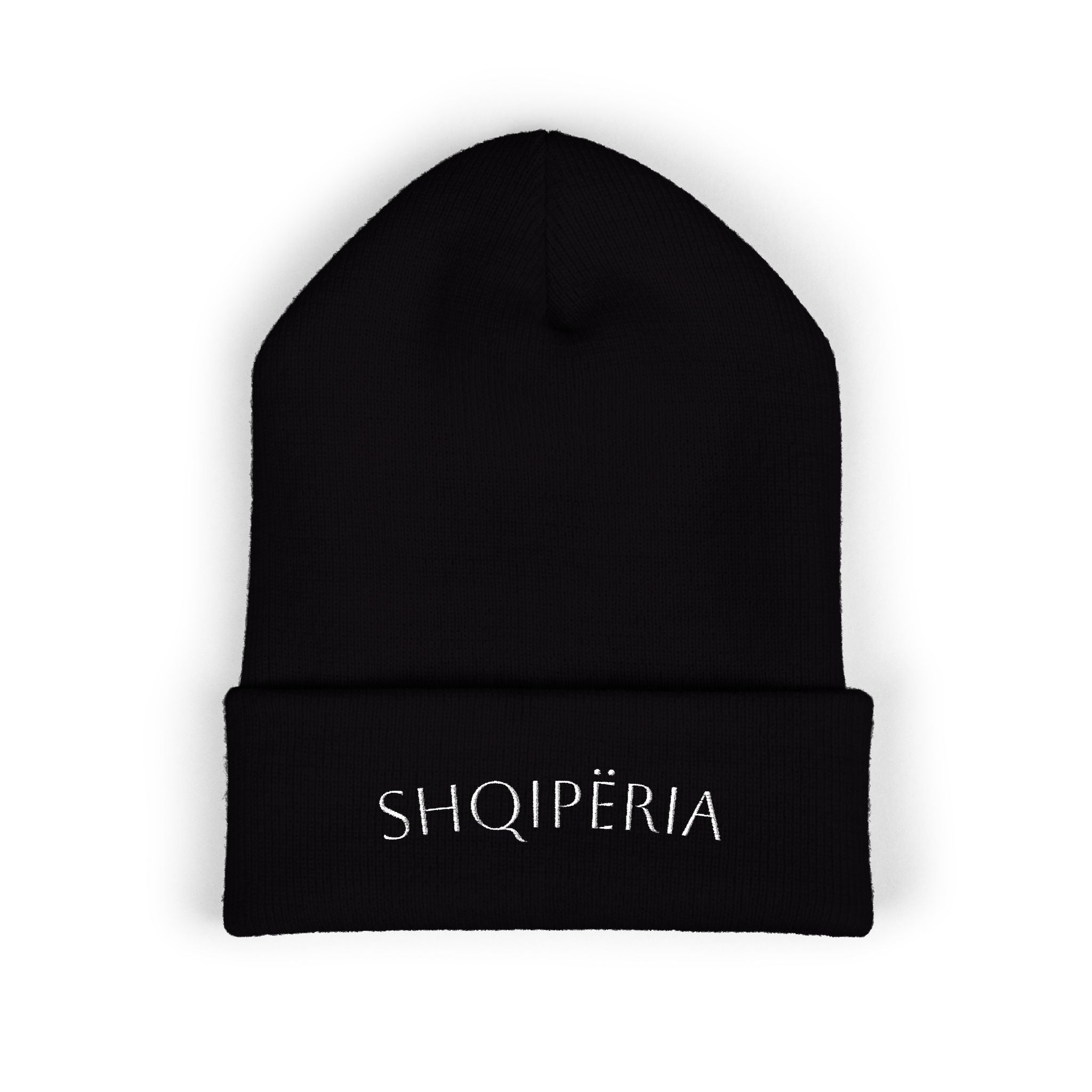 Shqipëria Embroidered Beanie | Albania Script Cuffed Knit Hat