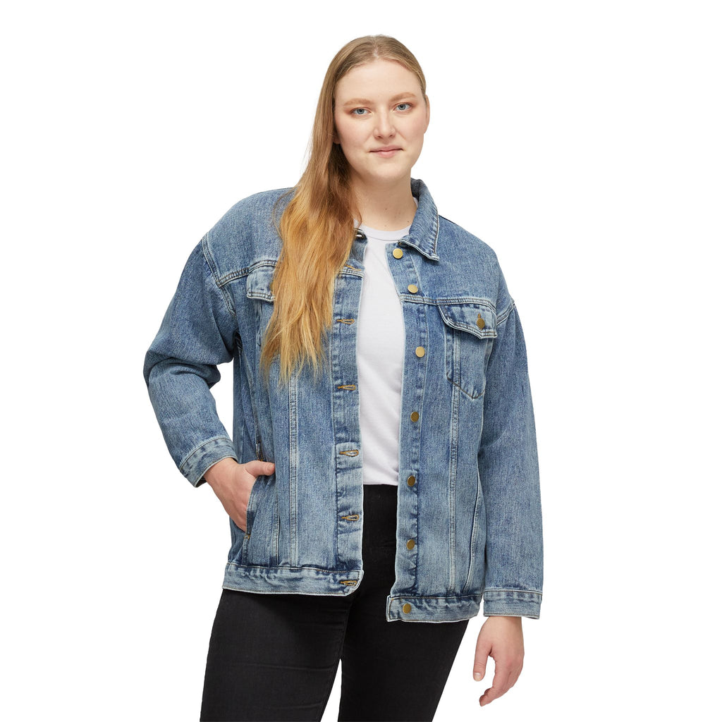 Women's Denim Jacket with Albanian Eagle Back Print — Shqipëri Denim Jacket