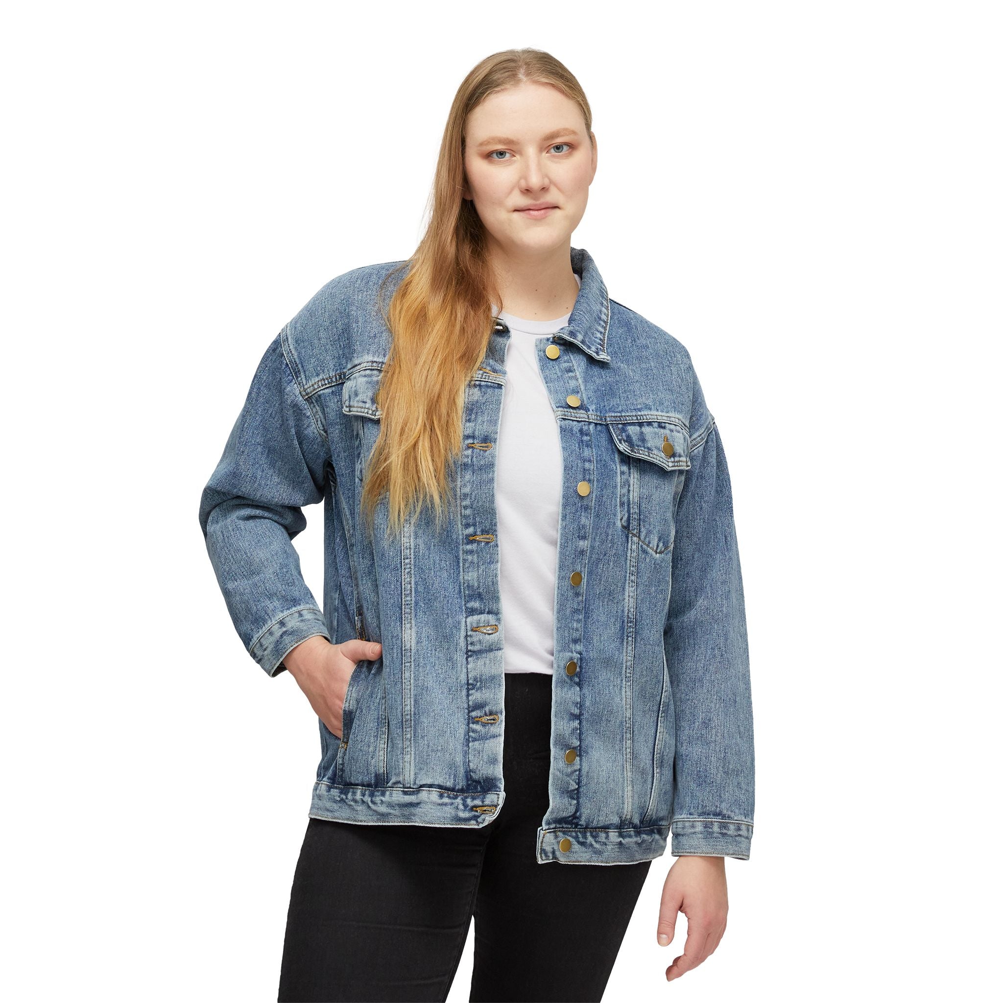 Women's Denim Jacket with Albanian Eagle Back Print — Shqipëri Denim Jacket