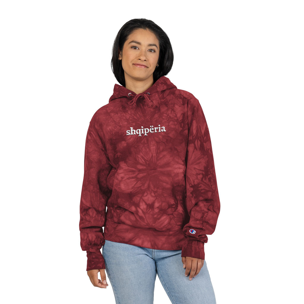 Tie-Dye Embroidered Hoodie — 'Shqipëria' Streetwear Pullover