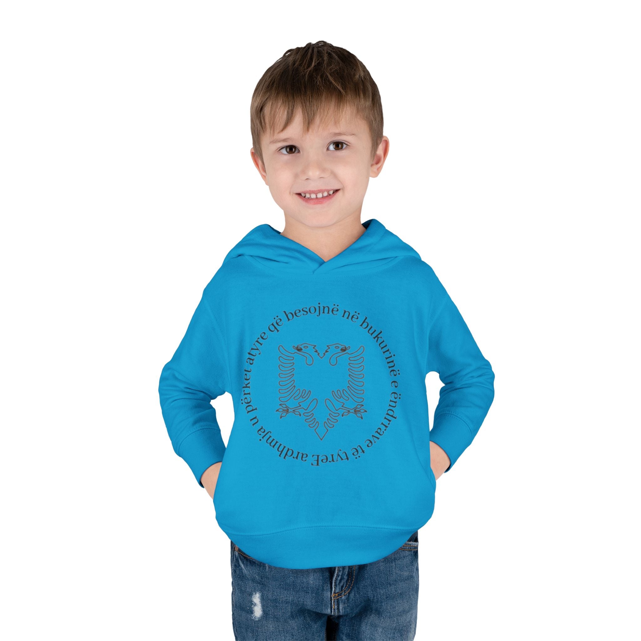 Albanian Eagle Toddler Hoodie - ‘Ne Bukurine’ Emblem
