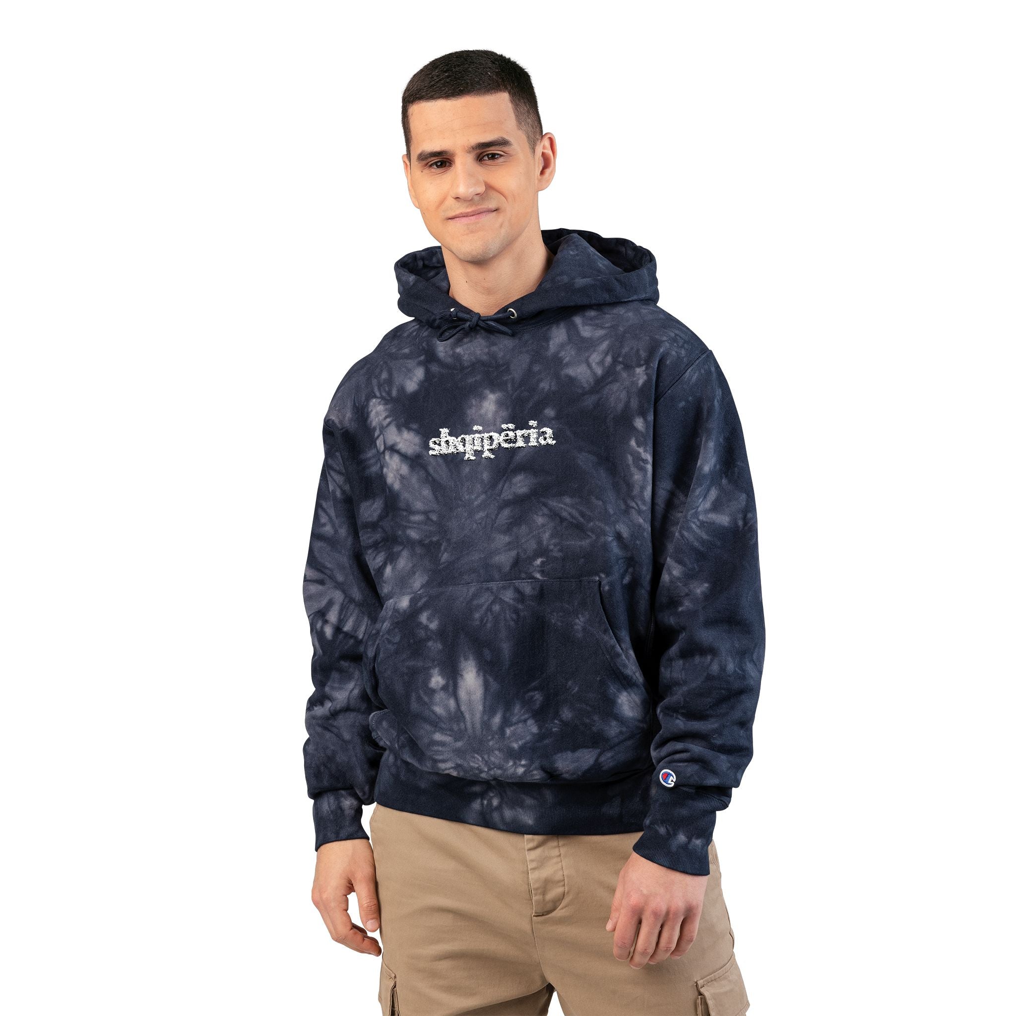Tie-Dye Embroidered Hoodie — 'Shqipëria' Streetwear Pullover