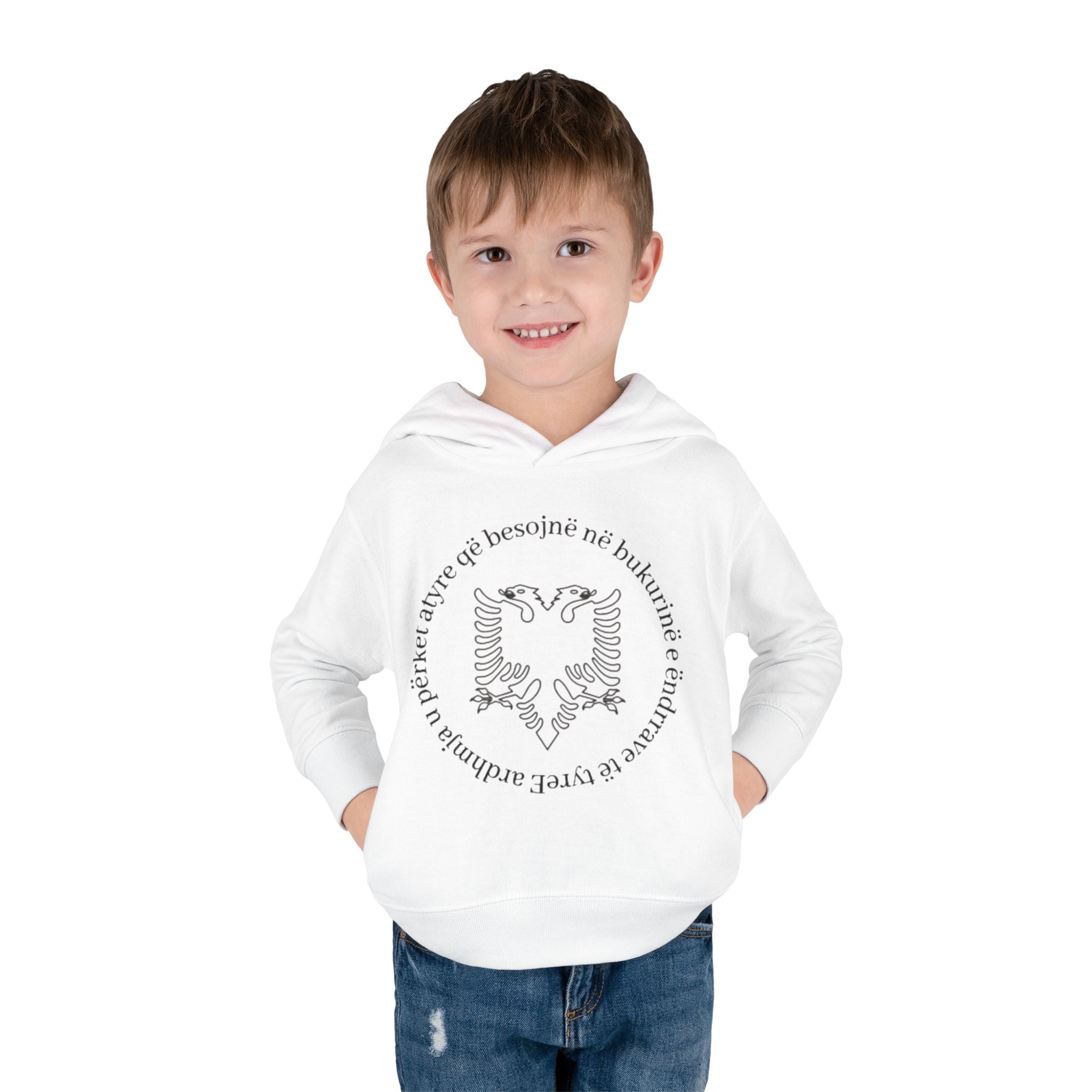 Albanian Eagle Toddler Hoodie - ‘Ne Bukurine’ Emblem