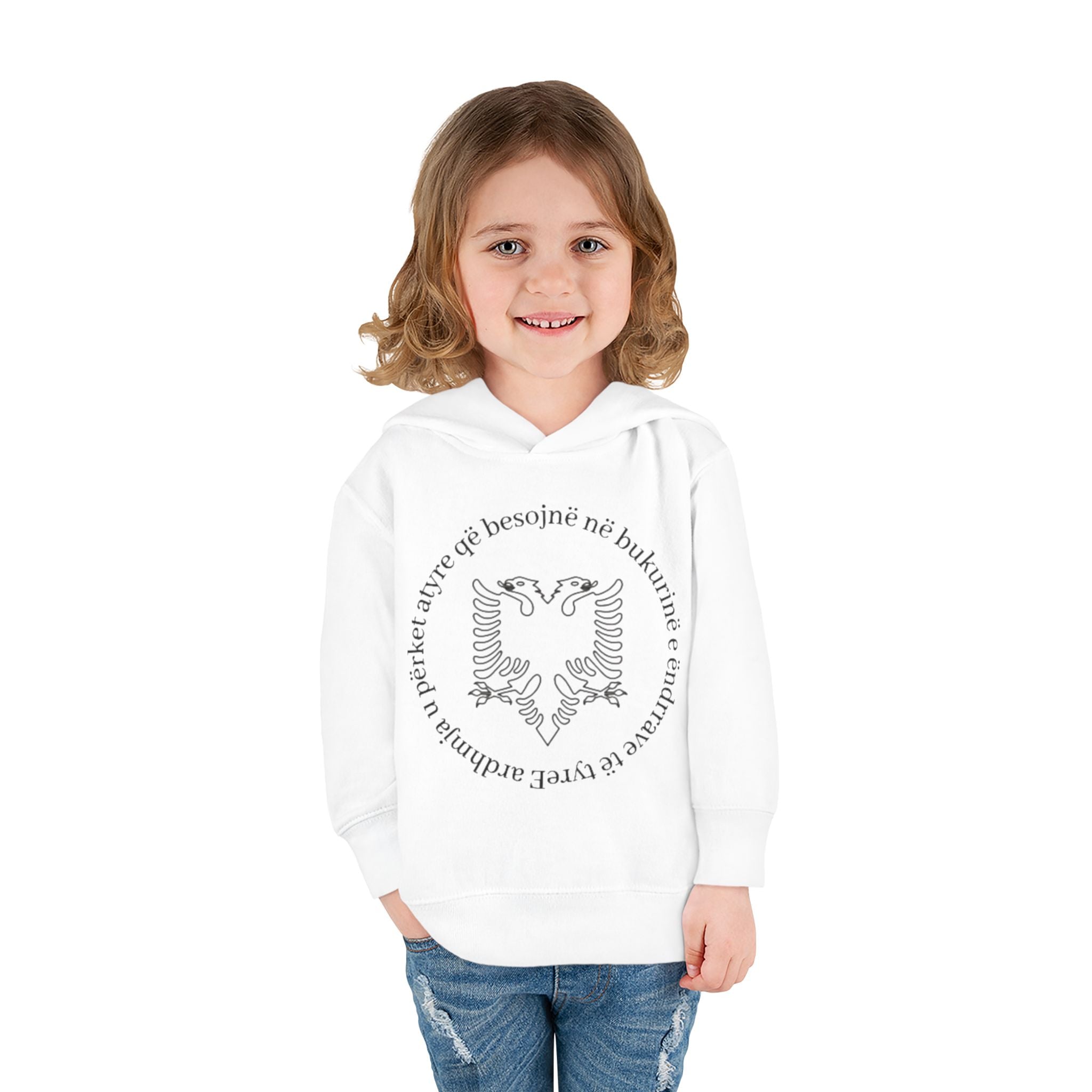 Albanian Eagle Toddler Hoodie - ‘Ne Bukurine’ Emblem
