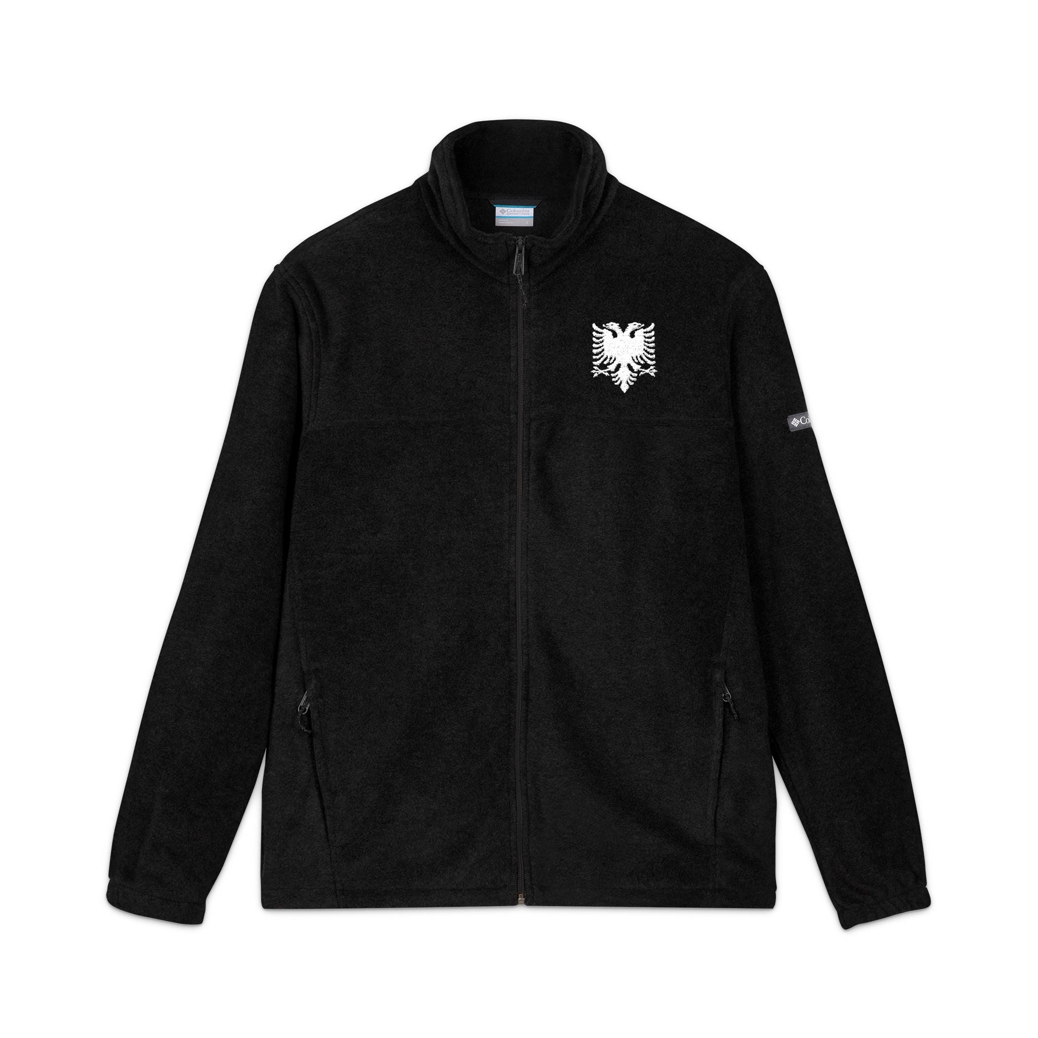Embroidered Fleece Jacket — White Albanian Eagle on Columbia Fleece